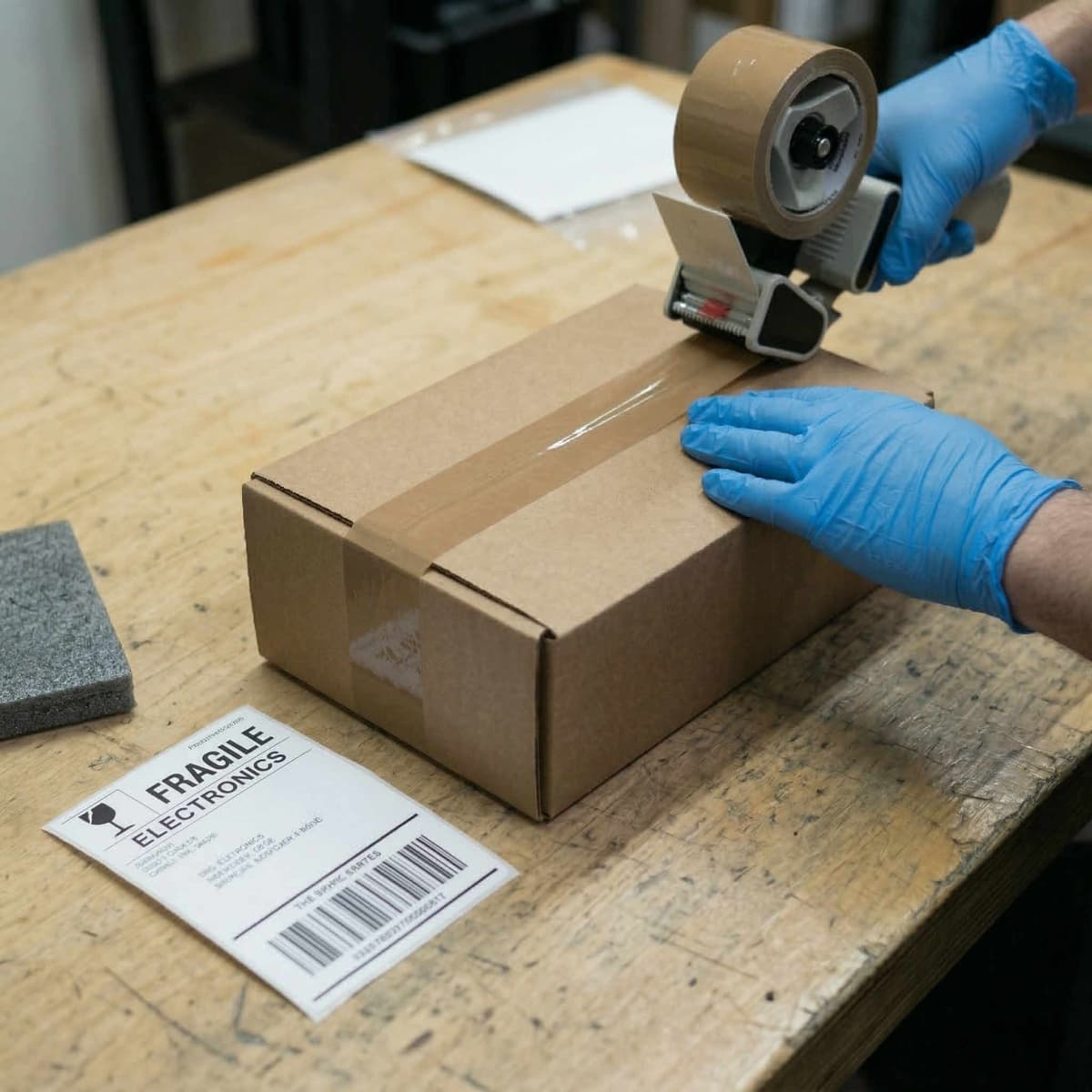 Step-by-step GPU packaging guide showing anti-static bag, double-boxing, and labelling