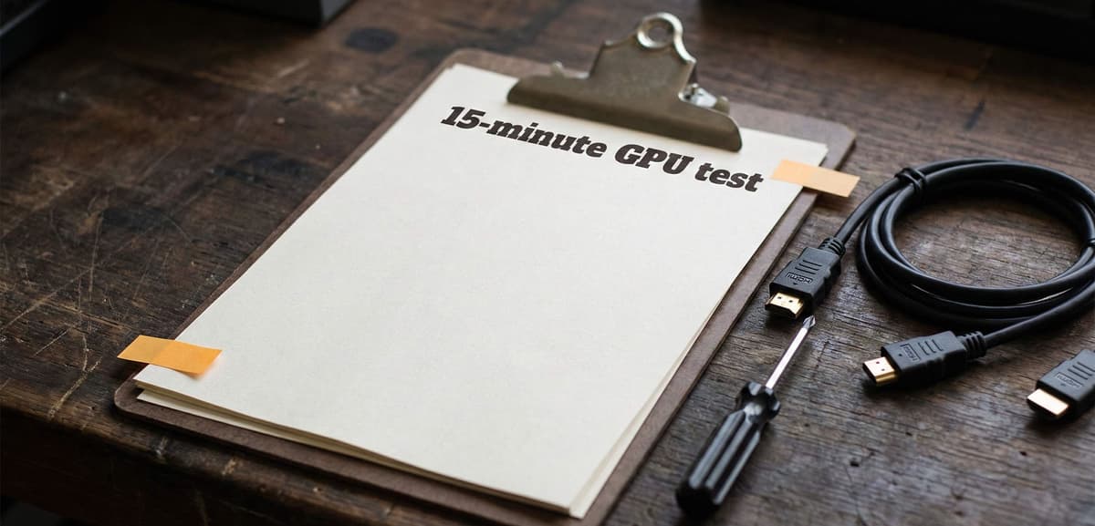 Used GPU checklist card with key verification steps