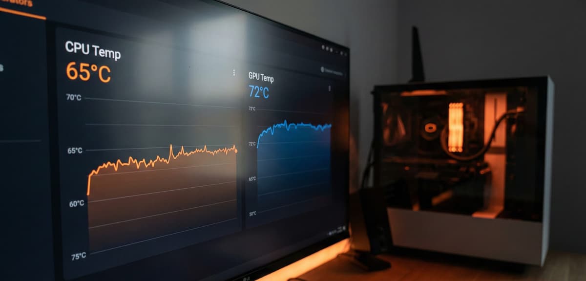 Benchmark proof image showing GPU temperature and clocks under load