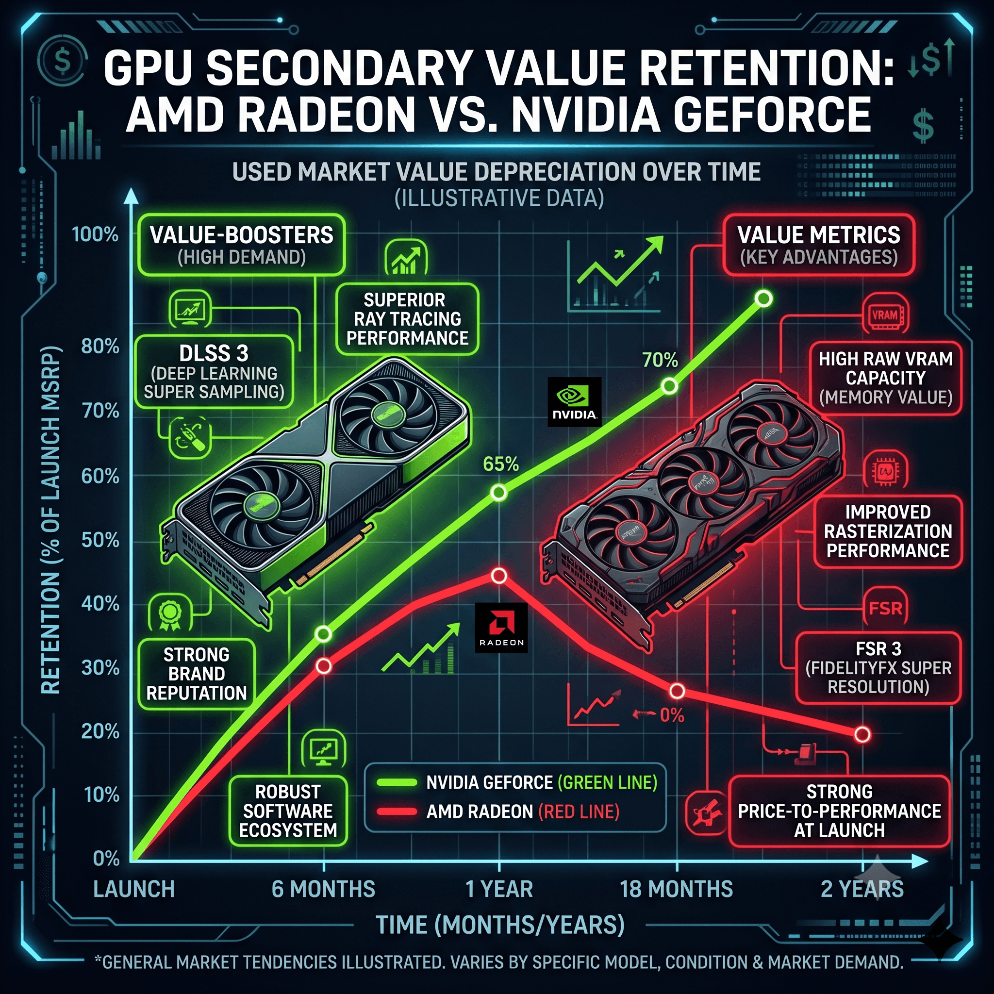 GeForce vs Radeon used market retention factors visual
